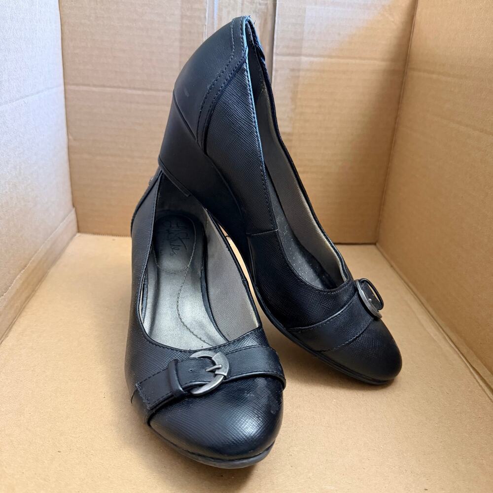 Life Stride Womens Julep Wedge Pumps High Heel Dress Shoes Slip On Buckle Accent